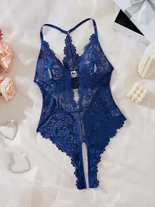 Women's Sexy Backless Lingerie with Heart-Shaped Button, Unique Half-Transparent Design, Fitted Cut, All Seasons Sleeveless, Valentine's Gift