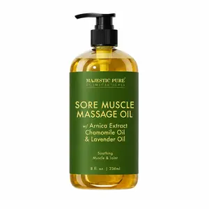 Sore Muscle Massage Oil — w/ Arnica Extract, Chamomile Oil & Lavender Oil | 8 fl oz | Soothing Muscle & Joint Body Oil Moisture Body Care Oil Gentle Plant Flower