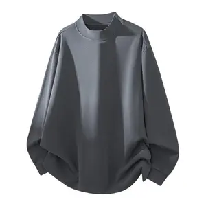 Men's Fashion Solid Color Regular Fit Stylish Long Sleeve Half Turtleneck Sports Shirt Casual Top White Suitable for Daily Activities and Outdoor Wear Men's Clothing