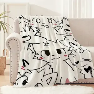 Cute Cartoon Silly Cat Throw Blanket Ultra Soft Plush Cozy Fluffy Nap Blanket for Living Room Bedroom Office Couch Travel Birthday Gift for Kids & Adults