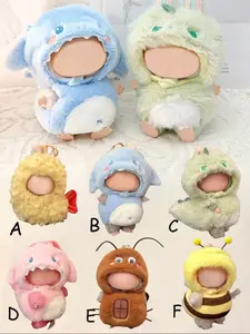 Labubu clothes，Cute Blue Shark Plush Doll Clothes with Tail Design, Soft Comfortable Fabric, DIY Accessories for 17cm Universal Dolls, Perfect Gift Idea