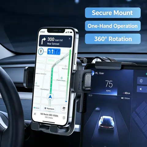 Clip On Car Monitor Screen Phone Mount for Cars, Universal 4.7-7" All-Screen Smartphone Holder, 360° Rotatable Adjustable Quick Installation, Hands-Free Navigation Electronics Accessory for iPhone Samsung