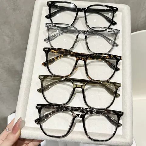 5 Pairs Unisex Large Frame Tortoise Pattern Casual Glasses, Blue Lights Glasses, Anti-Blue Light, Eye Protection, Suitable for Daily Use, Office, TV, Play, Decoration, Casual Eyeglasses