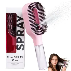 Hair Brush with Water Spray Sprayer, 2-In-1 Smoothing Brush, Portable Dry Wet Styling Tool, Smooth Hair Without Frizz, Quick Refresh for Women and Girls, Hair Comb