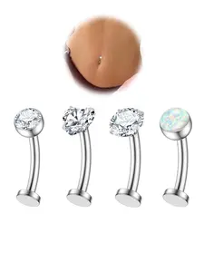 Women's Elegant Floating Belly Rings, Navel Piercing Jewelry, Trendy Flat Back Petite Belly Button Ring, Chic Body Jewelry for Party Decor, Daily Clothing Decor, Body Piercings