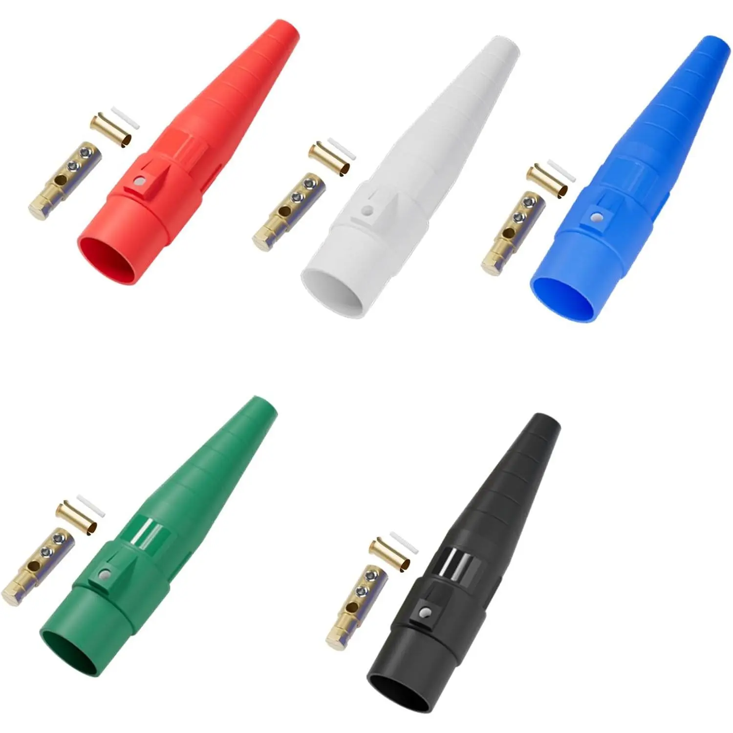 (5PCS Male) CLS40 400A Cam Lock Power Connector, Camlock Wire Set with 5 Male for Power Distro Cord, 2/0-4/0 Cam-Lock , 600V Camlocks Connectors for Stage Entertainment/Industrial, 5 Colors