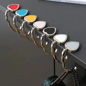 Heart Shaped Leather Metal Bag Hook Portable Desktop Bag Hanger Suitable for Office Travel Daily Leisure