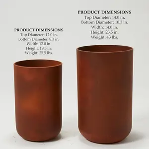 Davyline 23.5" H Large Cylindrical Cement Planter Rust Color Tall Design for Indoor Outdoor Use 23.5" H x 14" Dia Supplier Warranty