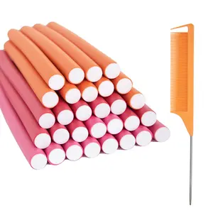 30pcs Flexible Curling Rods Flexi Foam Rollers Twist 9.45” Flex Foam Hair Curlers No Heat Twist Rods for Long Medium Short Hair (Diameter 2.0cm, 30rods)