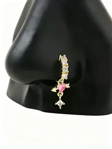 Unisex C-Shape Nose Ring, Cupid Arrow Heart Design, Copper Material, Casual Style, All Seasons Jewelry, Unique Piercing Accessory