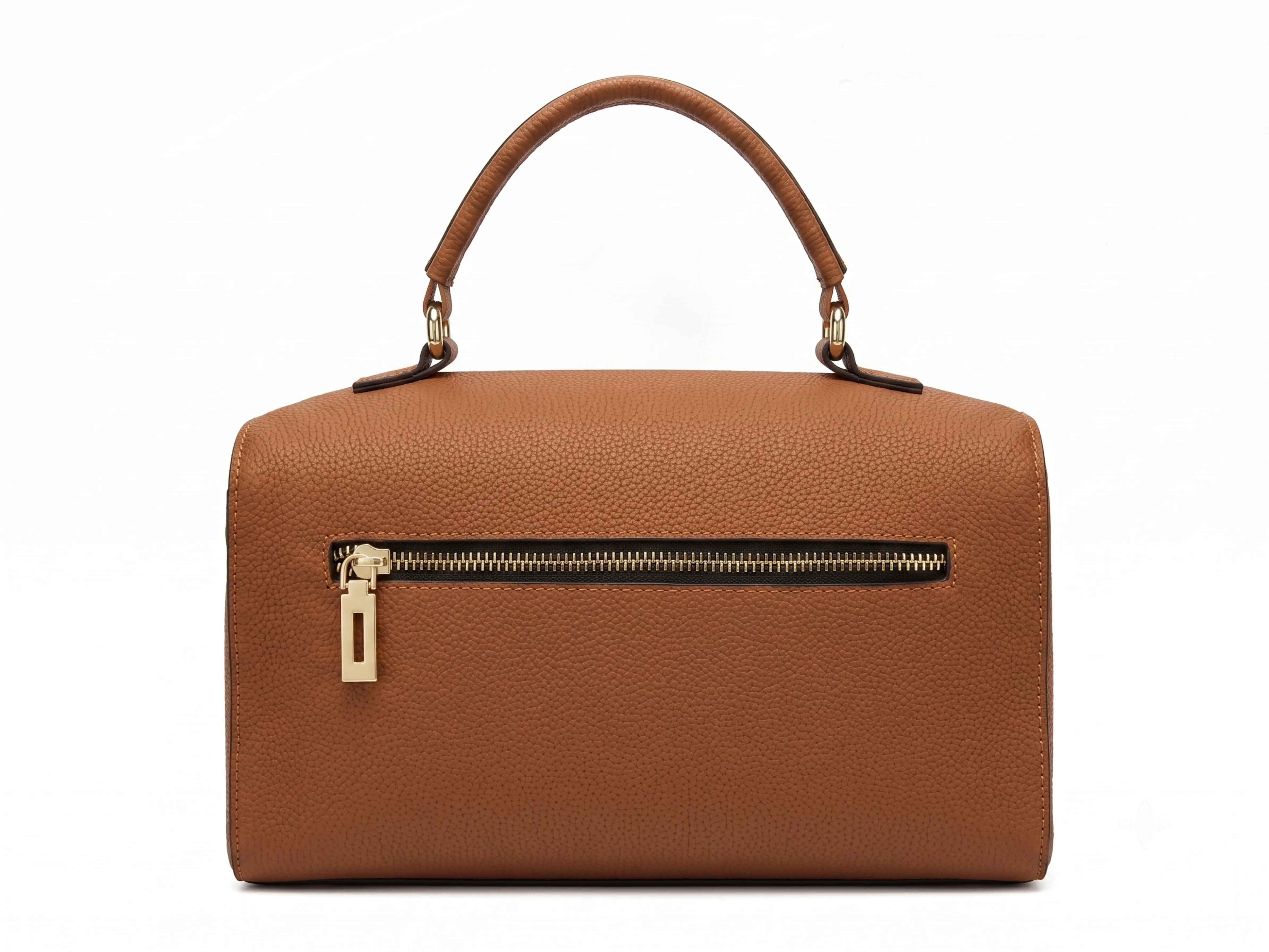 Urban Luxe Genuine Pebble Leather Top Handle Satchel Bag Women's Casual Messenger & Crossbody Purse Fits Daily Essentials & Mini Tablet 10.4" Gold Hardware Exterior Zip Pocket