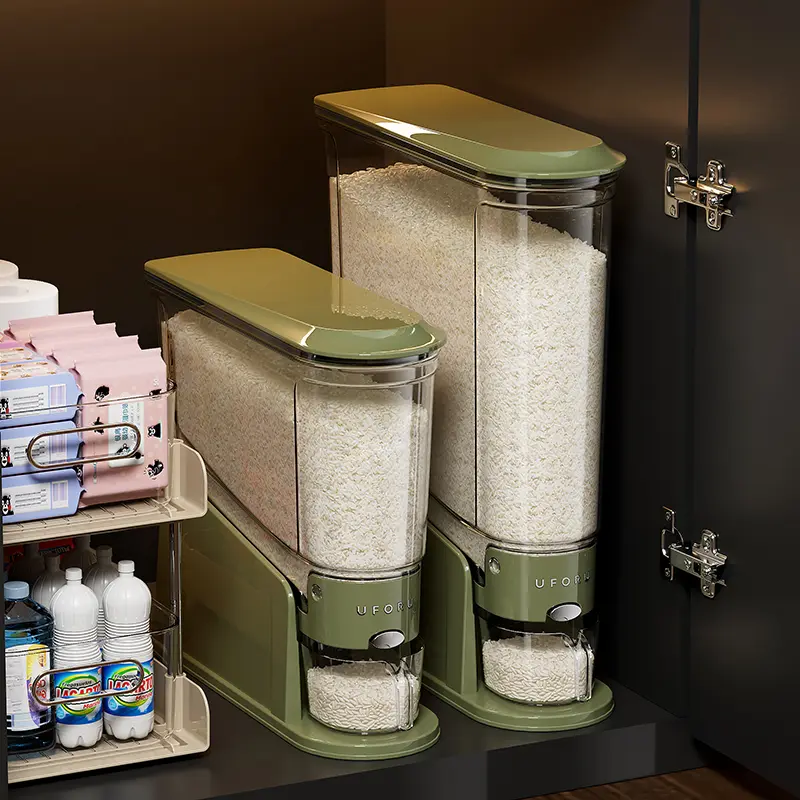 Rice Dispenser 22lb, Slim Rice Storage Container for Small Space, BPA-Free Clear Dry Food Dispenser Sealed Moisture Proof, Grain&Cereal Storage Bucket for Kitchen Pantry Household