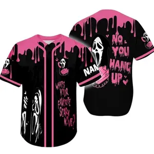 Spooky Halloween Costume Baseball Jersey Shirt for Fans of Scary Movies, Unisex Design, Perfect Gift for Friends and Couples Baseball Jersey