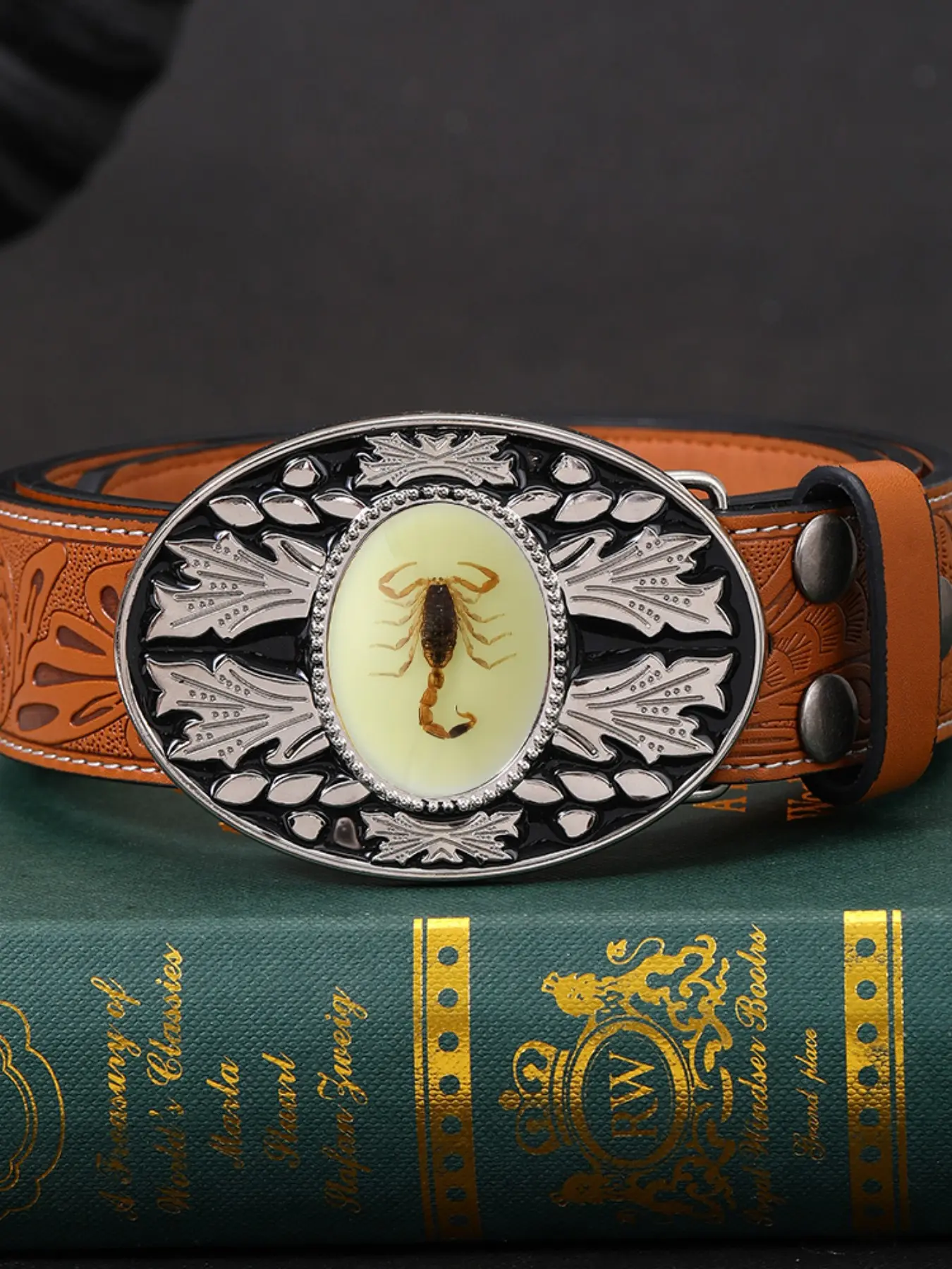 Western Cowboy Style Belt Buckle, Fashionable Buckle, Animal Pattern Design, Smooth Round Hole, Unisex Fashion Accessory, All Seasons Wear, Western Belts
