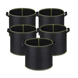 5Pcs/Set 3 Gallon Grow Bags,Heavy Duty 300G Thickened Nonwoven Fabric Pots Plant Grow Bags with Handles,Ideal for Low Stress Plant Training Fruits,Vegetables and Flowers,Christmas Party Gifts,Hand Tools Kits