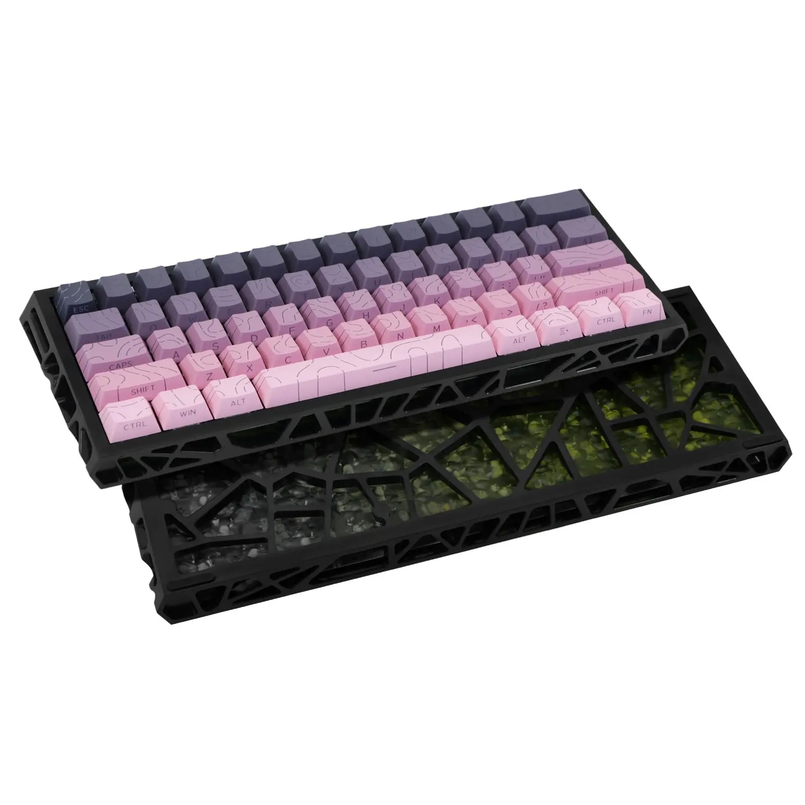 Lattice Keyboard with Gradient Keys, Black-Pink Color Design