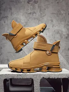 Mens Chelsea Boots Men's Casual Boots Perforated Sole Sports Shoes Anti-Slip Blade Running Shoes High Top Comfortable Shoe Style Training Athletic Black Bathroom Fashion Footwear lace-up ankle support chelsea  boot