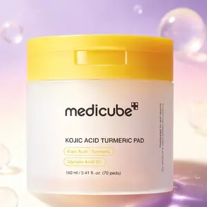 [medicube] Kojic Acid Turmeric Clarifying Gel Toner Pads - 70 Count, Post-Spot Care for Troubled Skin, Soothing, Calming with Turmeric, Niacinamide, Glycolic Acid, Smooth Texture, Korean Skincare Toner