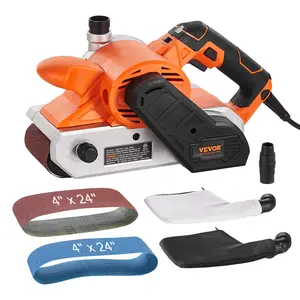 VEVOR 10AMP Belt Sander, 4" x 24" Belt Sanders for Woodworking with 6 Speeds 274-480 m/min, Powerful Sander Machine with 2 in 1 Vacuum Adapter, 2 Dust Bags, 2 Sanding Belts