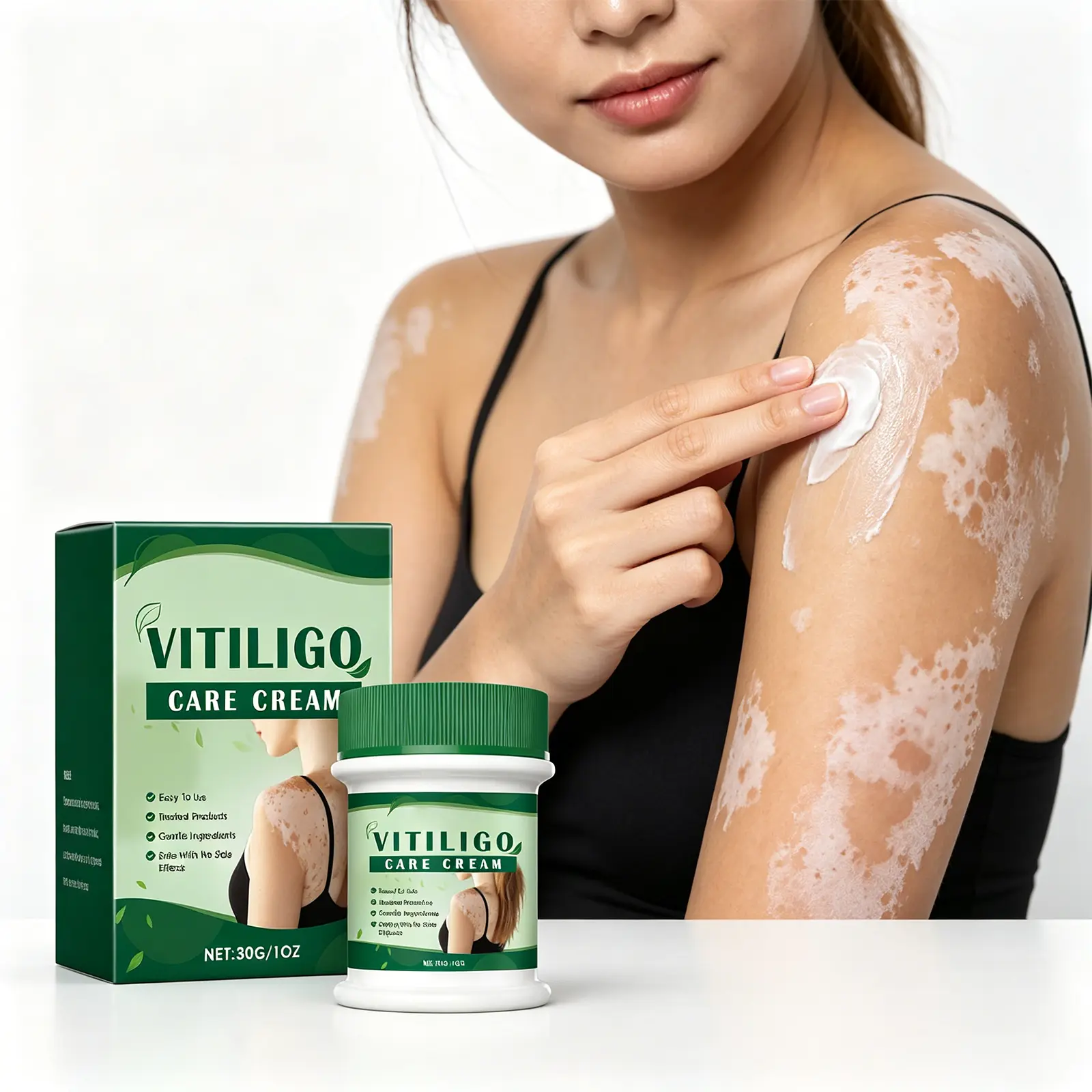 Vitiligo Skin Repair Cream with Aloe Vera & Mint - Natural, Non-Toxic Body Care Product for Moisture, Brightening Even Tone & Fresh Feel, Body Care Products, Cream Form, Moisturizer, Moisturizers, Hydrating