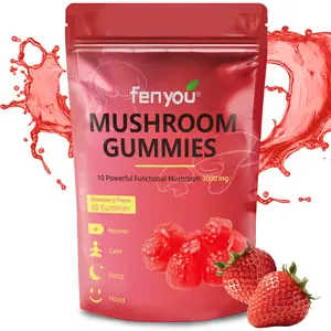 2026 New Mushroom Gummies – Daily Mushroom Supplement with Lions Mane, Reishi, Chaga, Turkey Tail, Maitake Brain Support (Memory, Focus, Cognitive Boost), Immune Defense, Calm & Sleep 60count Vegan Strawberry