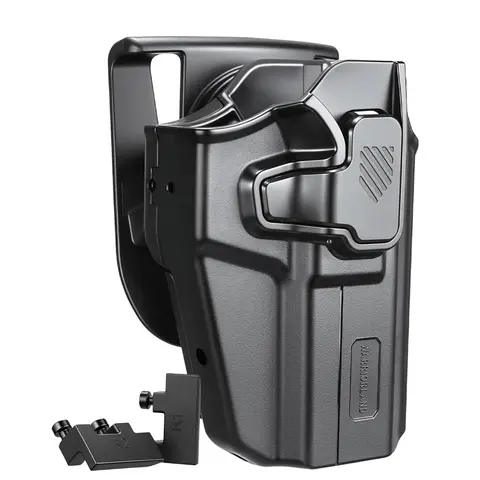 WARRIORLAND Tactical Universal OWB Holster - Right-Handed, Level II Retention, Optic Cut Ready, 360° Omnidirectional Rotation Paddle, 1.5"-2" Belt Fit, Smooth Quick Draw, Index-Ready, Locking Feedback, for Full/Compact Pistols, Hunting & Personal Defense