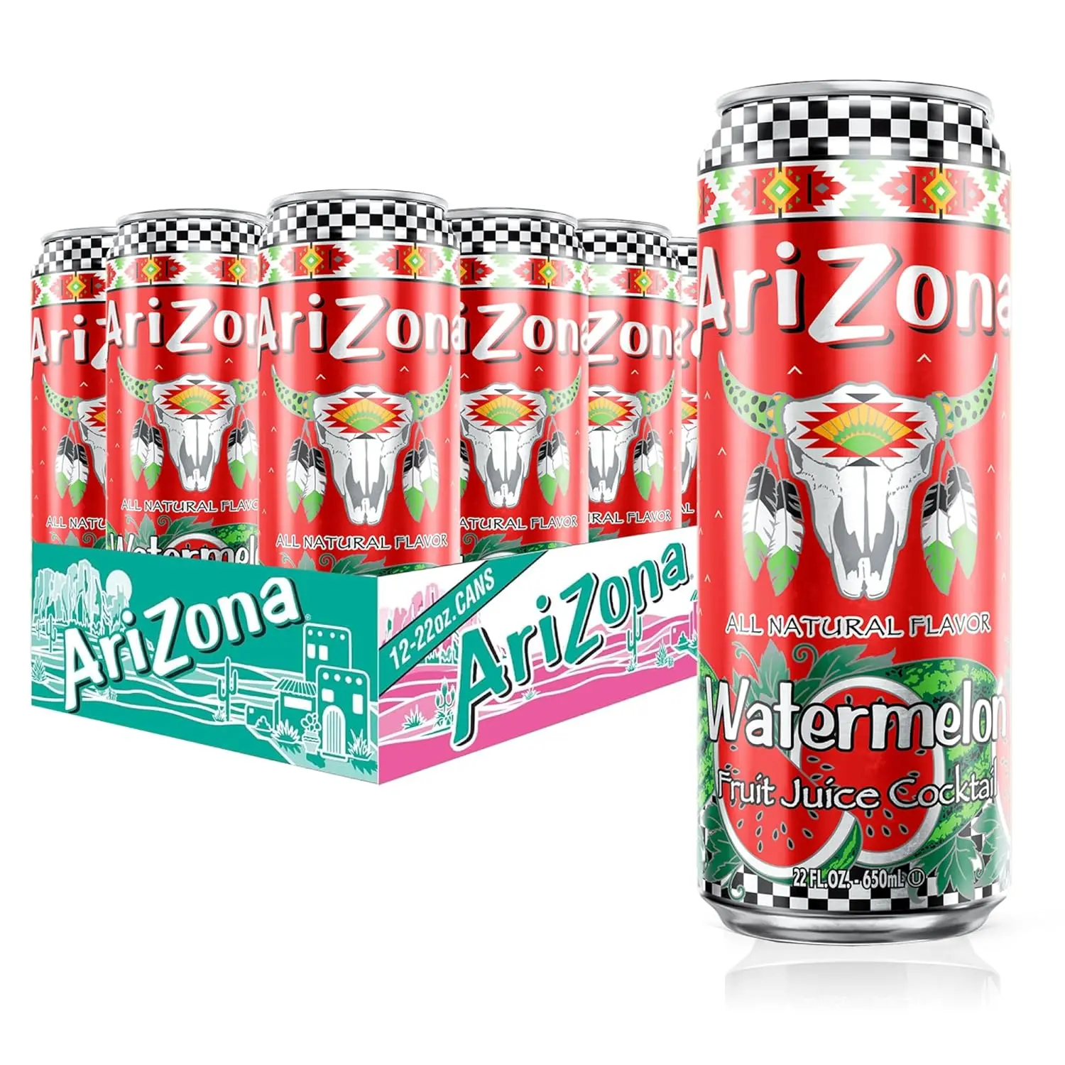 AriZona Watermelon | Fruit Juice Cocktail | 22 Fl Oz (12 Pack)