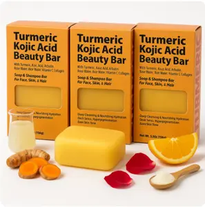 By Natures Turmeric Kojic Acid Brightening All-Natural Gentle Cleanser Soap Beauty Bar Body Cleanser - 5.5 oz, 3-Pack Multipack, Daily Bath & Shower Selfcare Body Care for Radiant Skin
