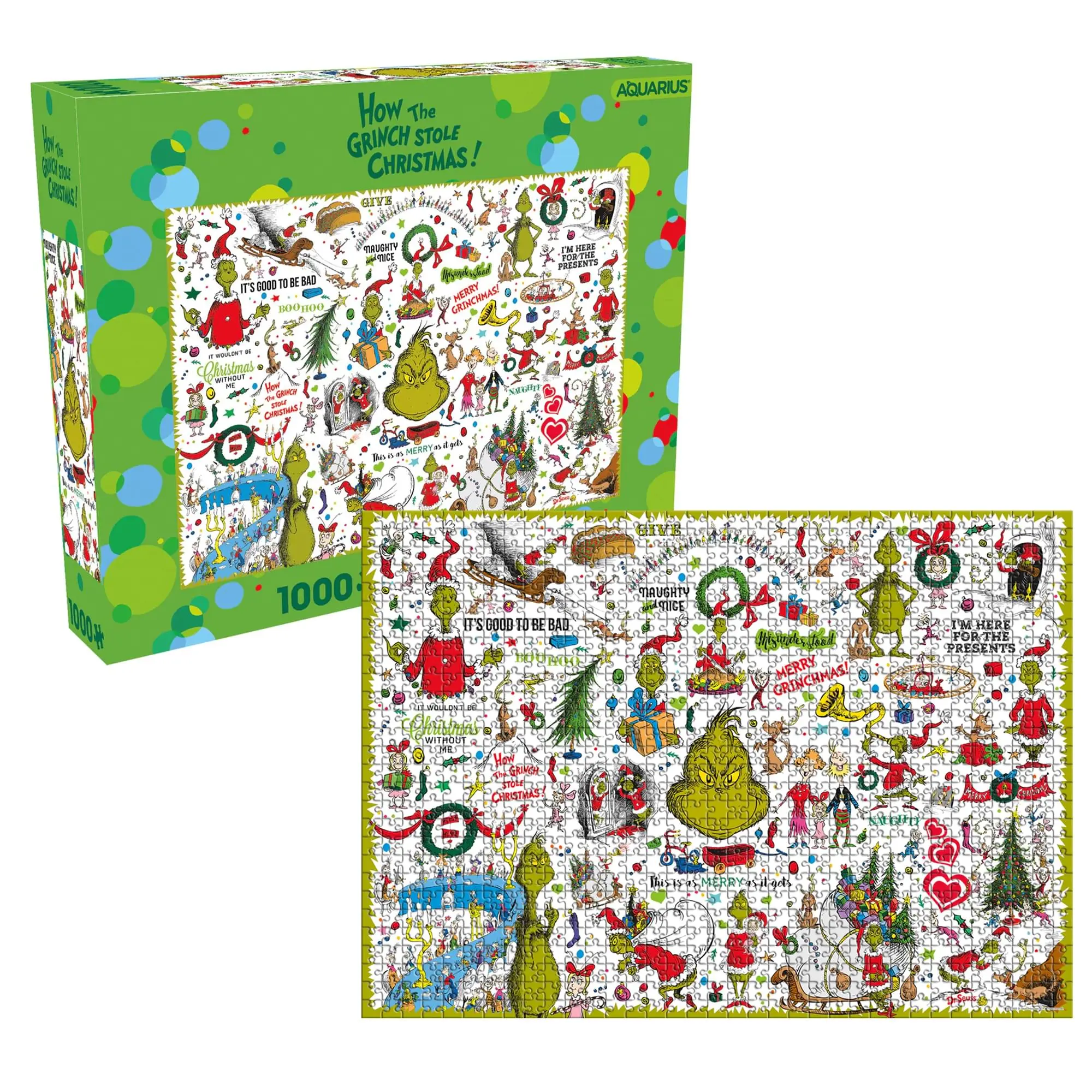 Dr. Seuss Grinch Christmas 1000-Piece Jigsaw Puzzle Game, Toys & Hobbies Board Game for Holiday Entertainment