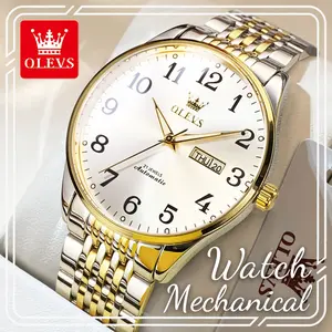 OLEVS 6666 Men’s Automatic Mechanical Watch, 40mm Large Clear Numerals Dial, Day & Date Display, Multi-Color Options, Waterproof Luxury Dress Watch