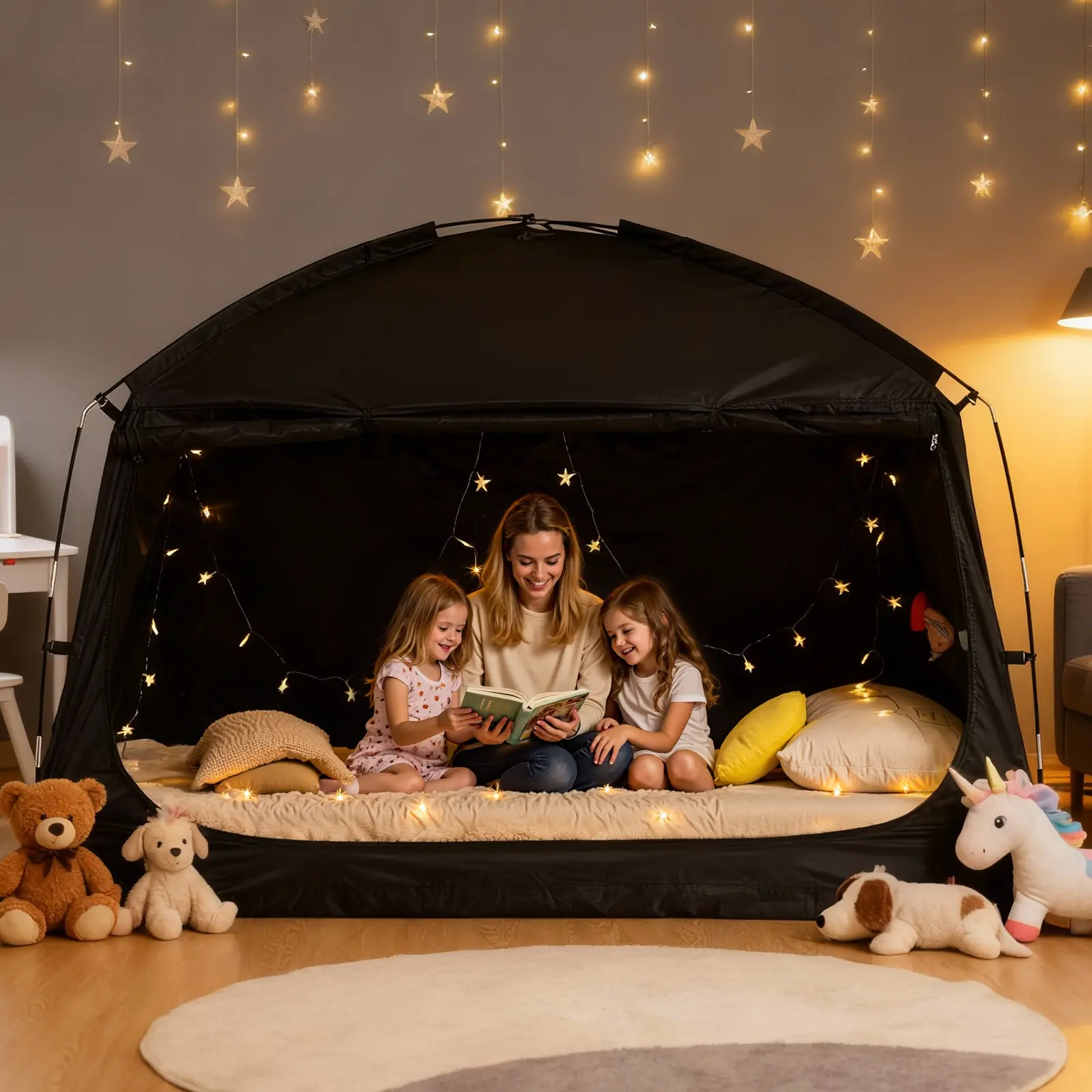 Portable Twin Bed Tent - Unisex Private Sleeping Solution, Breathable Material, 99% Blackout, Star Light, 3 Doors for Easy Access, Convenient Storage Bag, Portable Privacy Tent for Adults & Students