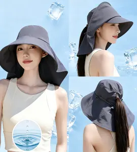 Spring/Summer Wide-brimmed SunHat, Korean Style Fashion Shawl,Outdoor Double-Layer Quick-DryingWaterproof Fisherman Hat Sun BucketHat Adjustable Hat