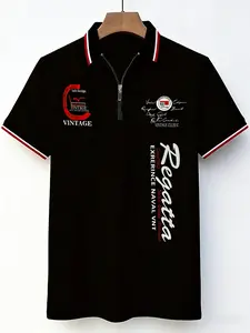 Summer men's full-body digital print Polo with zipper design + breathable fabric, super comfortable.