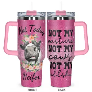 40oz, 1 Count Floral & Cow Pattern Stainless Steel Cup, Insulated and Durable, Funny Cow Pattern Design, Gifts for Cow Lovers, Drinkware, Reusable Thermos Cup, Tumbler With Lid