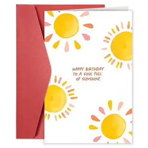 1pc Warm Friendship Card "Happy Birthday, Full of Sunshine" Design, Yellow Sunflowers and Orange Decorations, Perfect Gift for Best Friends, Siblings, and Grateful Greetings, Birthday Card | Sunflower Design