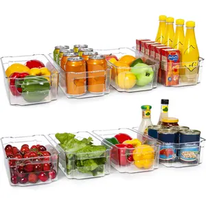 Refrigerator Organizer Bins - 8pcs Clear Plastic Bins For Fridge, Freezer, Kitchen Cabinet, Pantry Organization, BPA Free Fridge Organizer, 12.5" Long, Clear