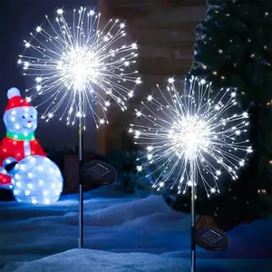 360LED 2Pcs Solar Lights for Outdoor Garden 60-420LED Dandelion Lighting Stake Solar Firework Light for Christmas Halloween Lawn Decor