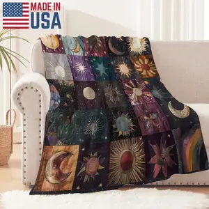 Soft & Funny Throw Blanket Cute Vintage Sun and Moon Print Flannel Blanket, Cozy All-Season Throw for Sofa, Bed, Office, Camping, & Travel Ideal Gift For Any Occasion Blanket Seamless Car Applies to Super soft  decorative sofa/sofa/bedroom