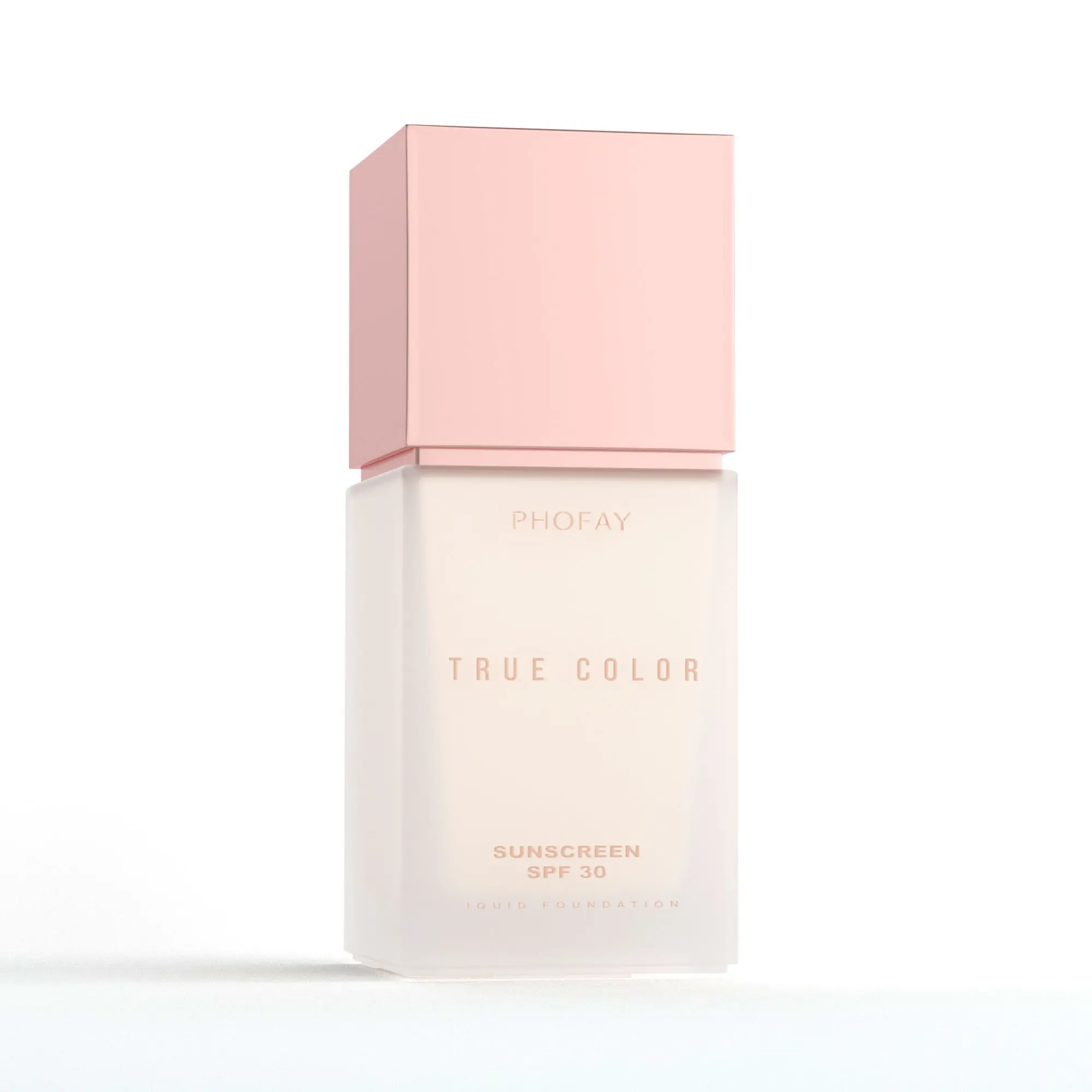 PHOFAY True Color Mineral Foundation with Pump - 2-in-1 SPF 30 Sun Protection Concealer, 24H Waterproof, Sweatproof, Transfer-Proof, Lightweight Natural Matte Finish, Buildable Blendable Gentle Smoothing Coverage for Acne Scars, Sensitive Skin, Mineral Su