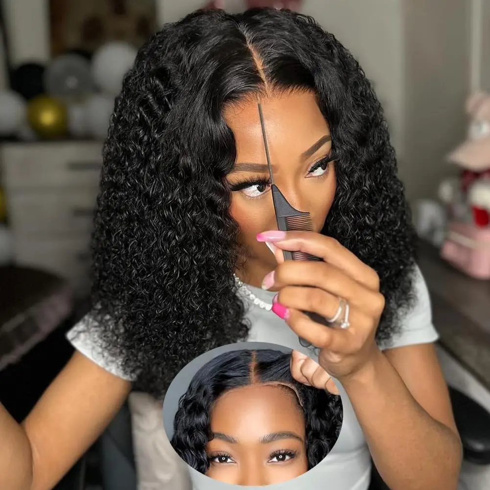 Bling Hair 6x4 5x5 Glueless Wigs Deep Wave Human Hair Wig Pre-Cut Curly Wig 180% Density Ready Go 13x4 13x6 Drawstring Glueless Wigs For Women