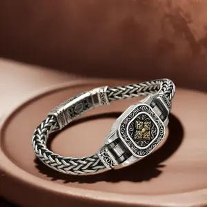 Full Silver s925 Bracelet Sterling Silver bracelet Men's bracelet can be worn open send boyfriend send dad birthday gift Silver weight 50g / 1.76oz