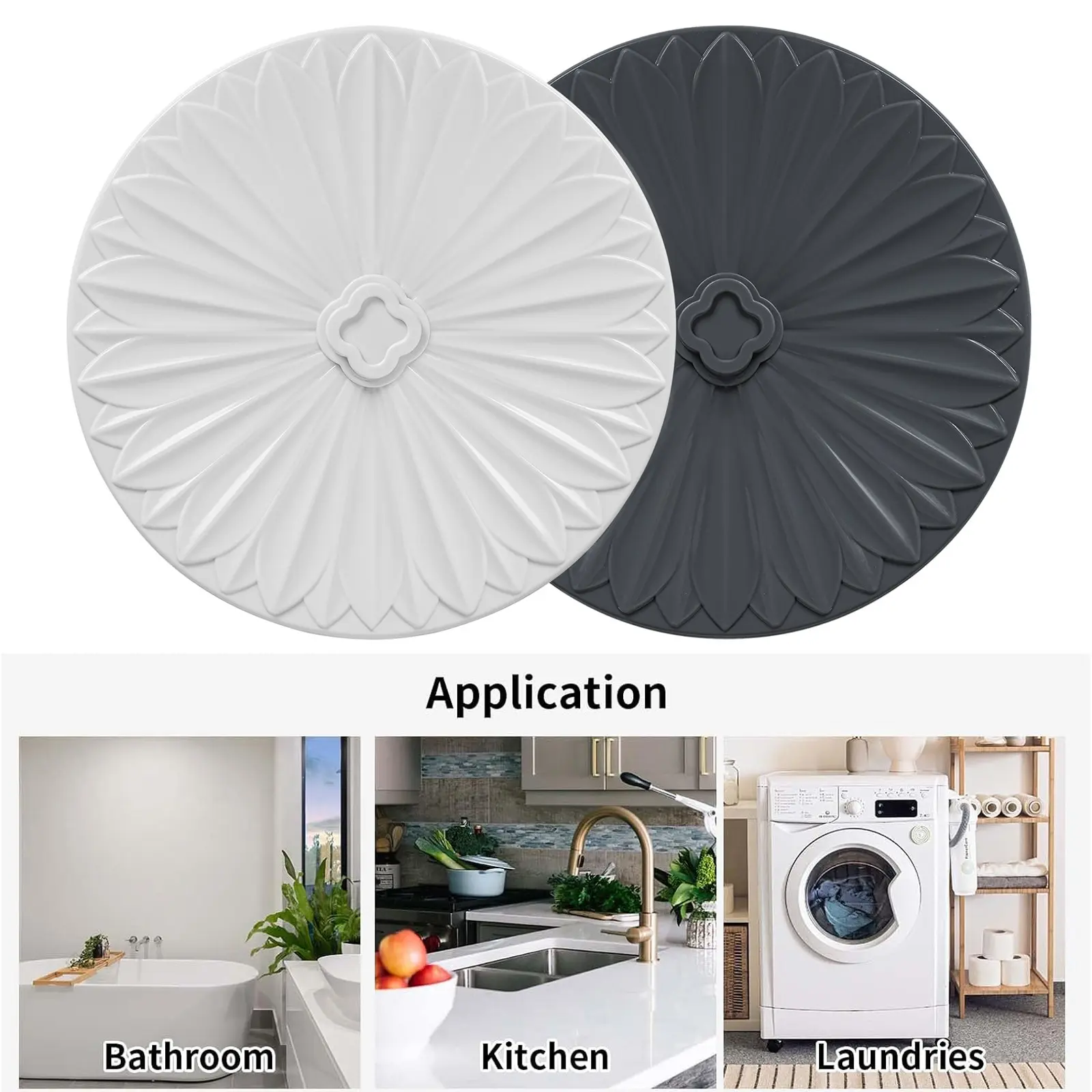 2PCS Bathtub Drain Stopper - 5" Silicone Kitchen Sink Bathroom Hair Water Shower Stopper, Bathtub Drain Plug, Bath Tub Drain Stoppers, Universal Flat Suction Shower Kitchen Cover, Bathroom Laundry Accessories