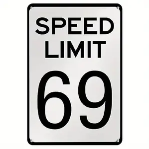Vintage Metal Speed Limit 69 Retro Tin Wall Art Sign For Home Bar Garage Man Cave Pub Office Rustic Decor 8x12 Inch Durable Iron Hanging Plaque Bold Contrast Design No Electricity Needed