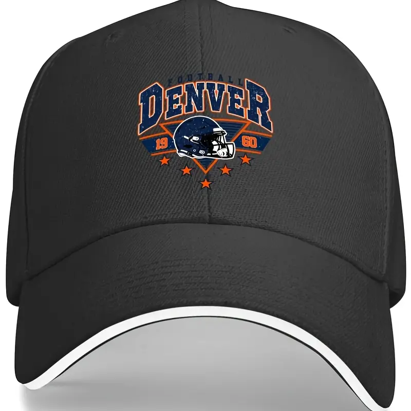 High Quality Men'S Vintage Baseball Cap |   Vintage Denver Football 1960S Design, Classic Washed And Distressed, Adjustable Size, Soft Top Duckbill Cap, All-Season, Hand Wash