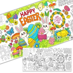 Easter Giant Coloring Tablecloth 35" x 75" - Easter Crafts for Kids, Jumbo Paper Banner & Poster, Coloring Games & Party Activities - DIY Decorations & Gifts Games & Festive Decor All in One