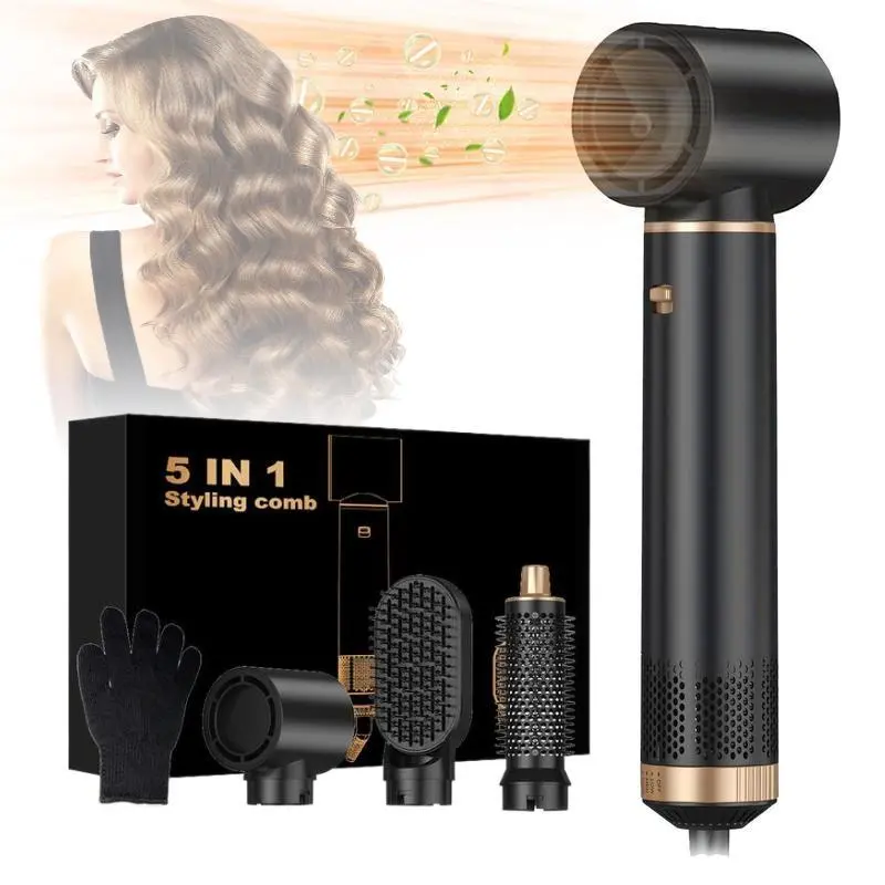 Five-In-One Hair Dryer, Us Plug Ionic Technology, Straight & Curl Dual Use, Fast Drying, Suitable for Straight, Wavy, Curly Hair, Multi Styler Dryer