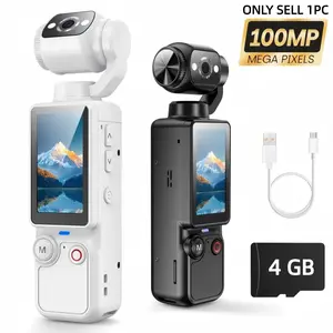 Portable 2.5k Ultra HD Camcorder, 180 Rotating Lens, 4GB Memory Card, Handheld Stable Pocket Camera, USB Rechargeable, Vlogging Camera