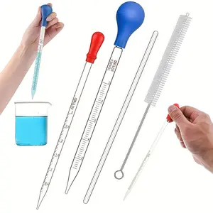 Glass Transfer Pipette Set, Glass Dropper 3ML/10ML with Glass Stirring Rod & Cleaning Brush, Lab Supplies for Chemistry