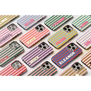 Custom MagSafe Phone Case, Personalized Initials Monogram Striped case for iPhone 17 16 15 14 13 12 Pro Max, Samsung S25 S24 S23 Ultra case