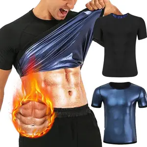Men Sauna Sweat Suit Waist Trainer Compression Suit Belly Girdles Waist Trainer Workout Gym Clothes Sweat Enhancer Short Sleeve